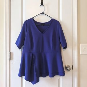 Vibrant Blue asymmetrical Peplum Blouse